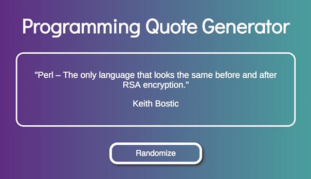 Screenshot of my FreeCodeCamp random quote generator project